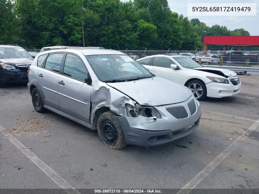 2007 Pontiac Vibe VIN: 5Y2SL65817Z419479 Lot: 39572110