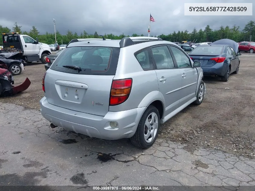 2007 Pontiac Vibe VIN: 5Y2SL65877Z428509 Lot: 39597975