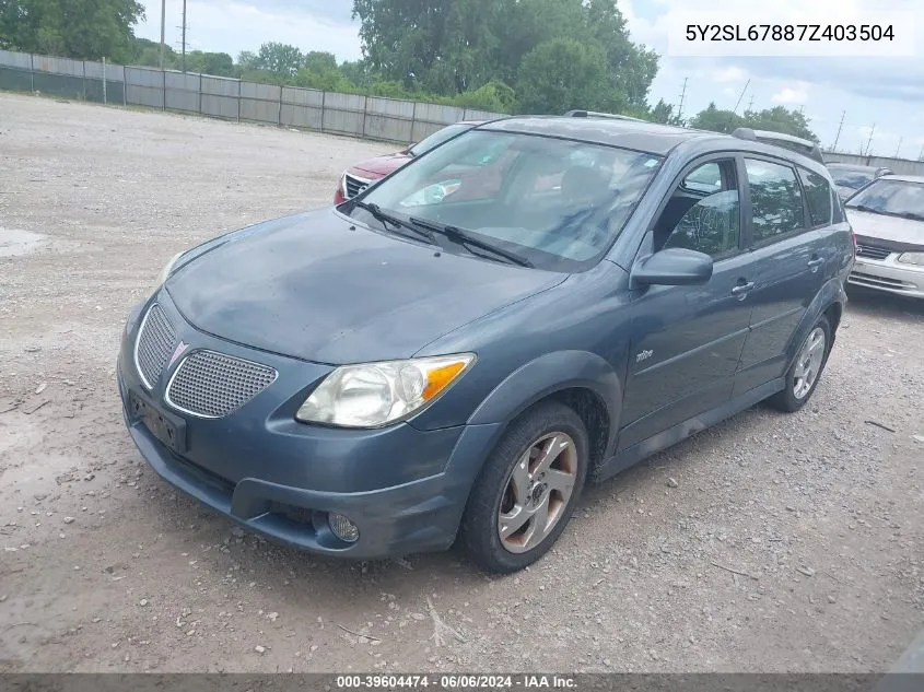 2007 Pontiac Vibe VIN: 5Y2SL67887Z403504 Lot: 39604474