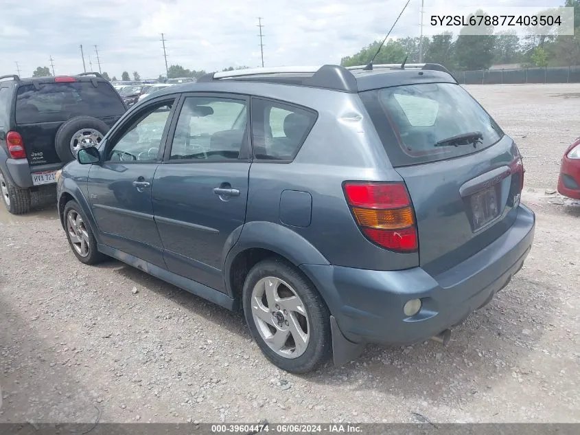 5Y2SL67887Z403504 2007 Pontiac Vibe