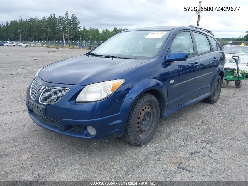 2007 Pontiac Vibe VIN: 5Y2SL65807Z429677 Lot: 39678654