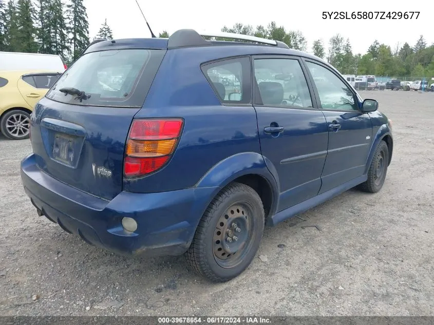 2007 Pontiac Vibe VIN: 5Y2SL65807Z429677 Lot: 39678654