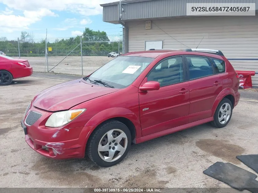 2007 Pontiac Vibe VIN: 5Y2SL65847Z405687 Lot: 39738975