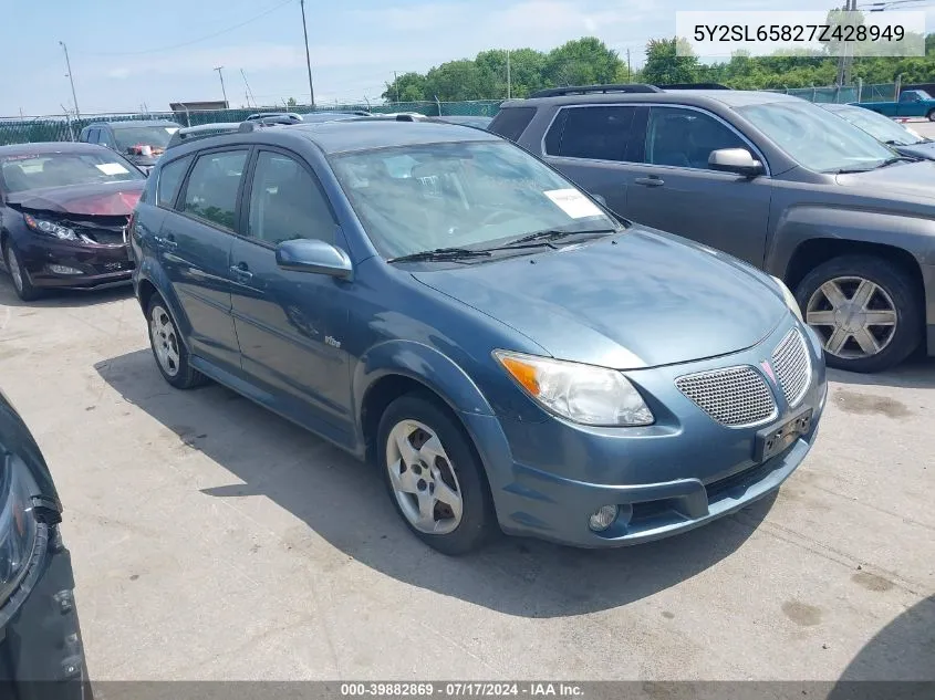 2007 Pontiac Vibe VIN: 5Y2SL65827Z428949 Lot: 39882869