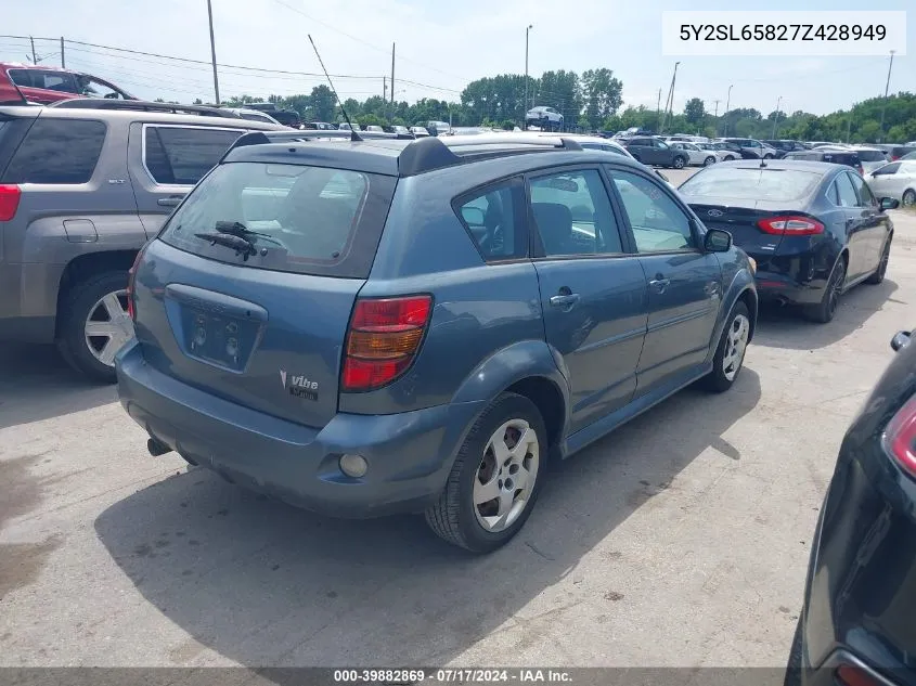 2007 Pontiac Vibe VIN: 5Y2SL65827Z428949 Lot: 39882869