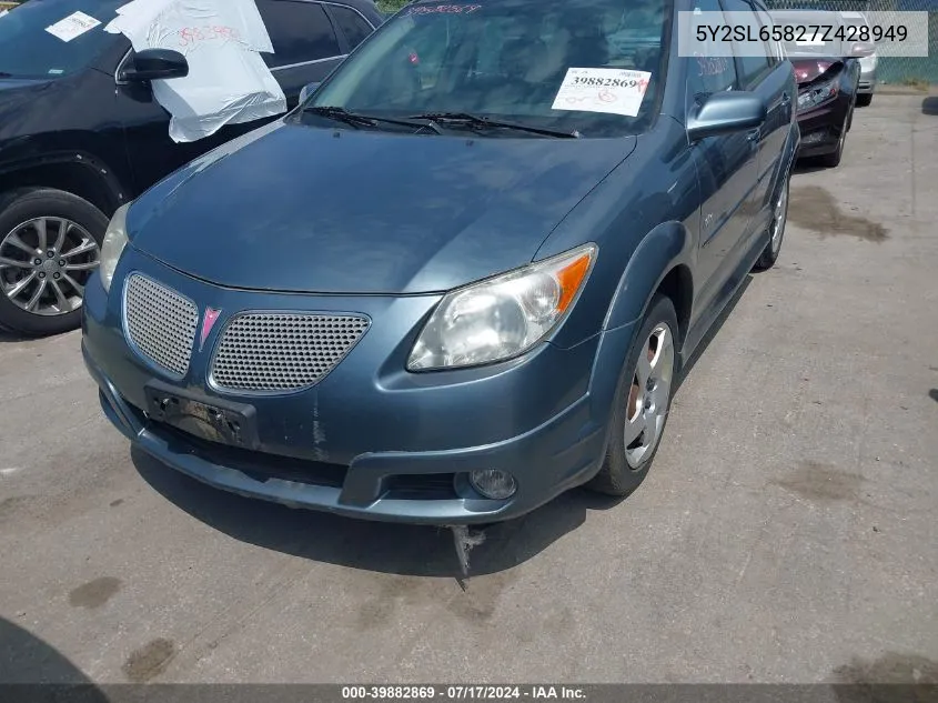 2007 Pontiac Vibe VIN: 5Y2SL65827Z428949 Lot: 39882869