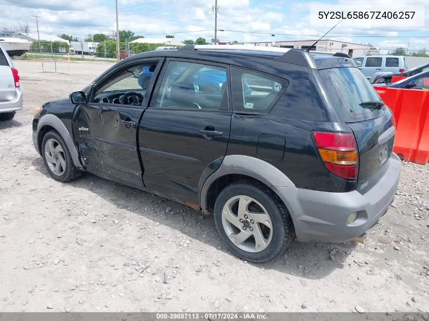 2007 Pontiac Vibe VIN: 5Y2SL65867Z406257 Lot: 39887113