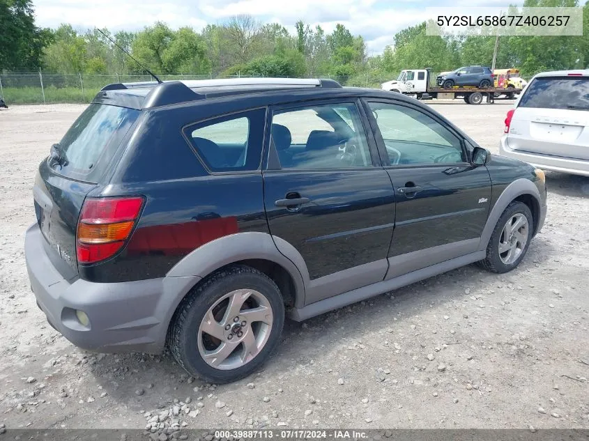 2007 Pontiac Vibe VIN: 5Y2SL65867Z406257 Lot: 39887113