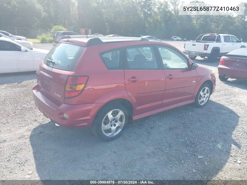 2007 Pontiac Vibe VIN: 5Y2SL65877Z410463 Lot: 39984976