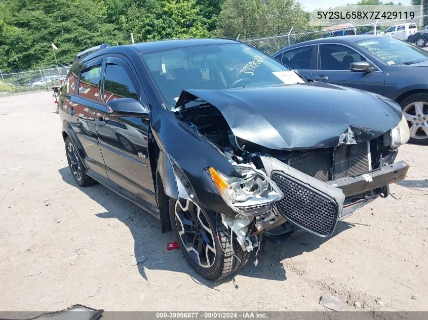 2007 Pontiac Vibe VIN: 5Y2SL658X7Z429119 Lot: 39996877