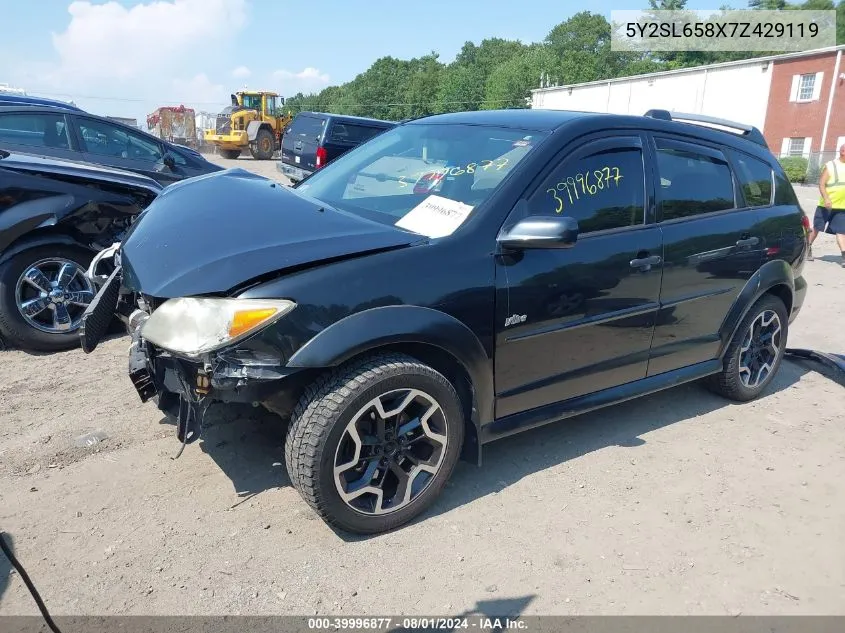 2007 Pontiac Vibe VIN: 5Y2SL658X7Z429119 Lot: 39996877