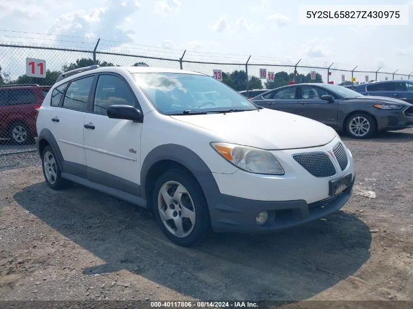 2007 Pontiac Vibe VIN: 5Y2SL65827Z430975 Lot: 40117806