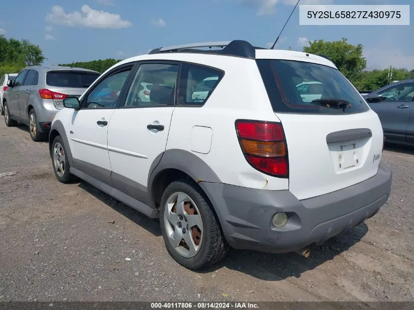 2007 Pontiac Vibe VIN: 5Y2SL65827Z430975 Lot: 40117806