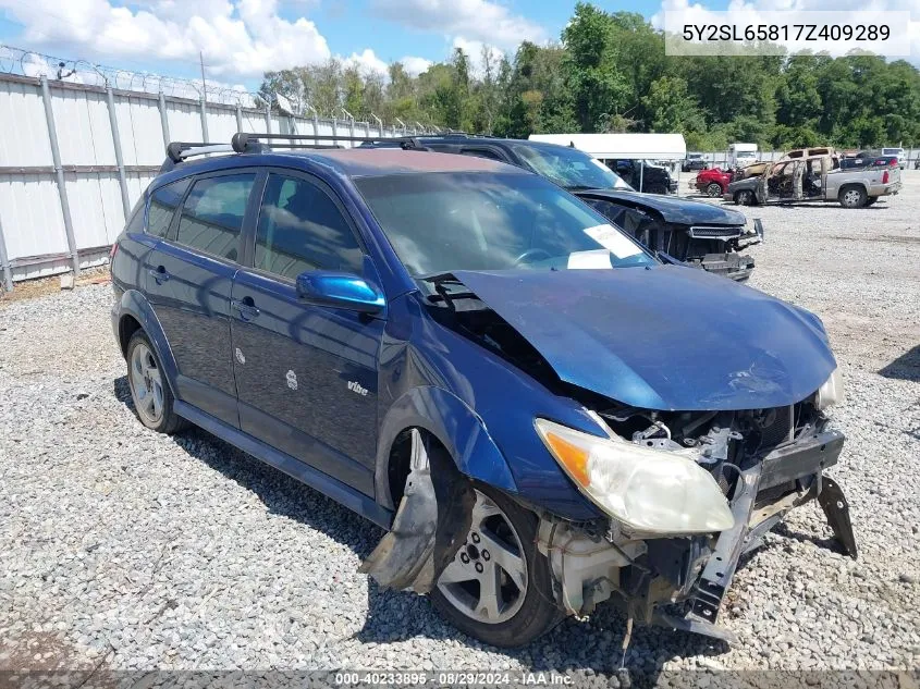 2007 Pontiac Vibe VIN: 5Y2SL65817Z409289 Lot: 40233895