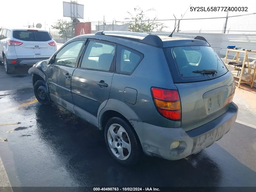 2007 Pontiac Vibe VIN: 5Y2SL65877Z400032 Lot: 40498763