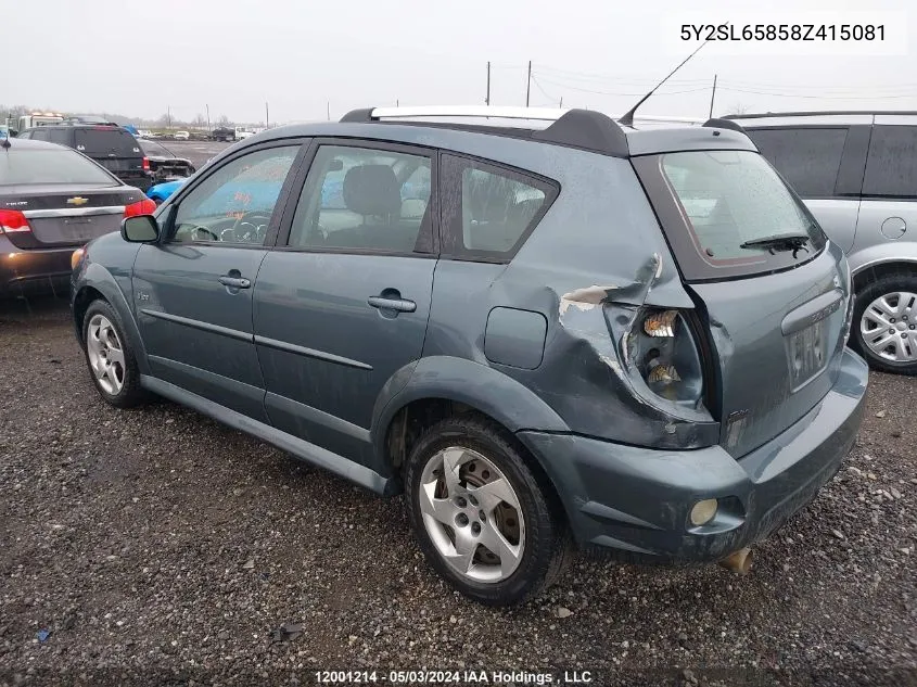 2008 Pontiac Vibe VIN: 5Y2SL65858Z415081 Lot: 12001214