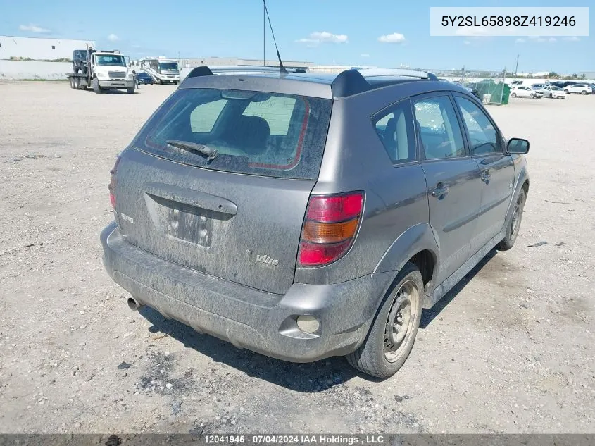 2008 Pontiac Vibe VIN: 5Y2SL65898Z419246 Lot: 12041945