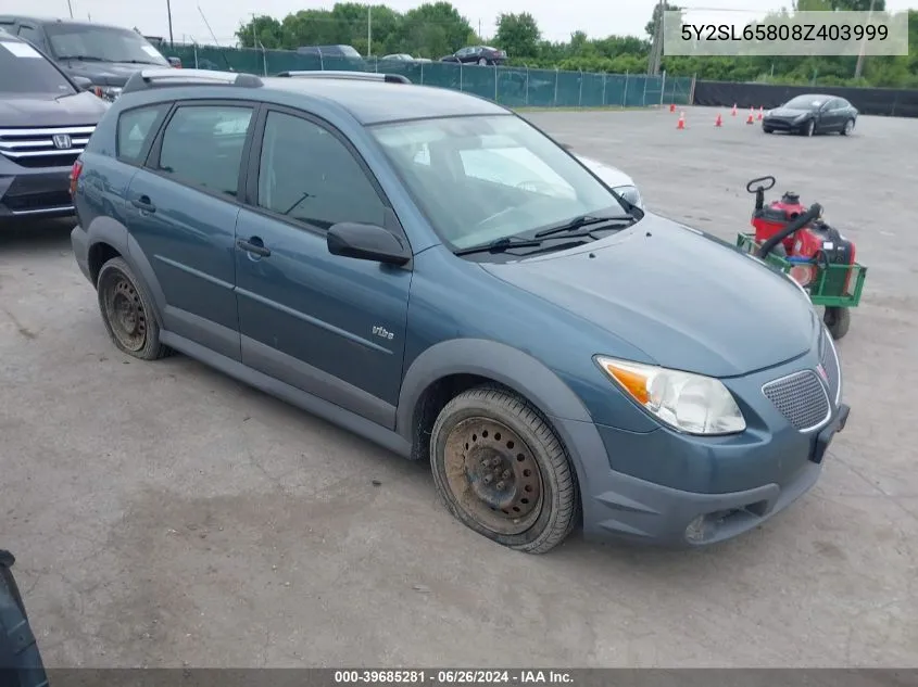 2008 Pontiac Vibe VIN: 5Y2SL65808Z403999 Lot: 39685281