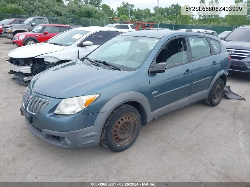 2008 Pontiac Vibe VIN: 5Y2SL65808Z403999 Lot: 39685281