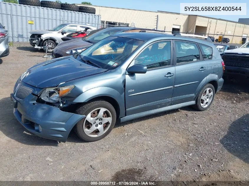 2008 Pontiac Vibe VIN: 5Y2SL658X8Z400544 Lot: 39958712