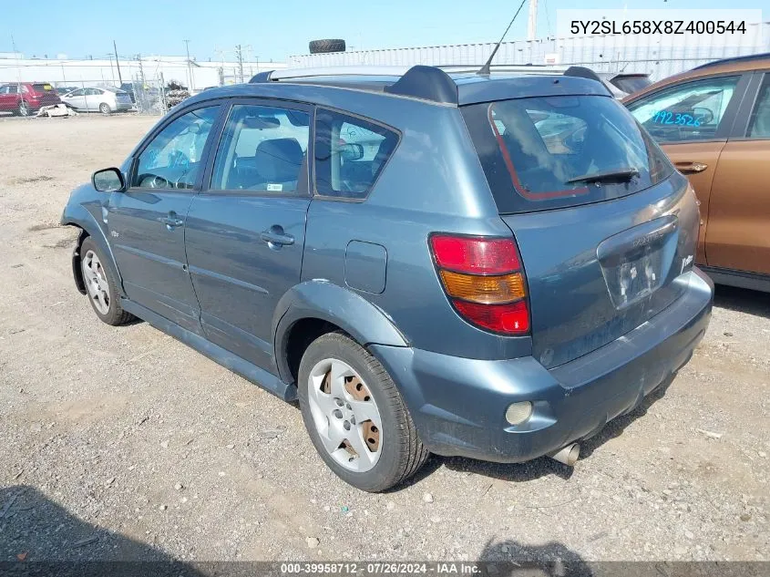 2008 Pontiac Vibe VIN: 5Y2SL658X8Z400544 Lot: 39958712