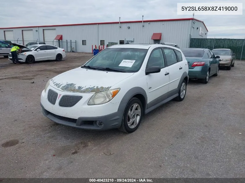 2008 Pontiac Vibe VIN: 5Y2SL658X8Z419000 Lot: 40423210