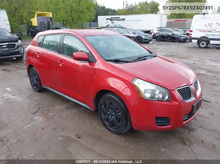 2009 Pontiac Vibe VIN: 5Y2SP678X9Z402491 Lot: 12007817