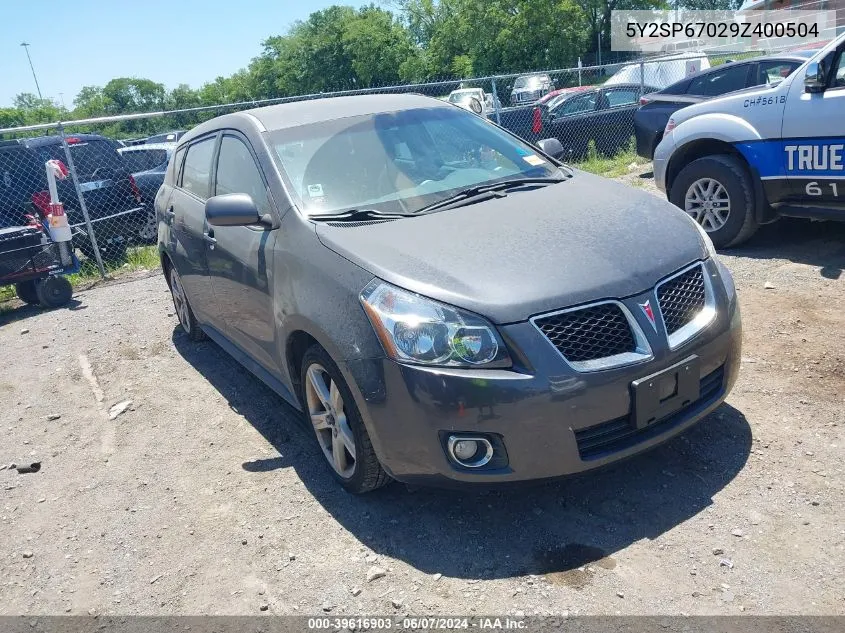 2009 Pontiac Vibe VIN: 5Y2SP67029Z400504 Lot: 39616903