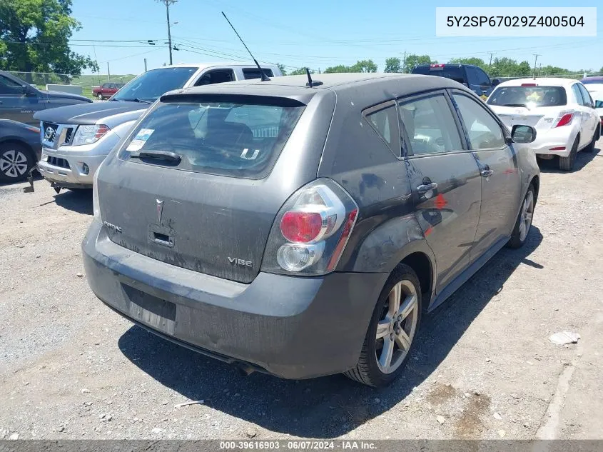 2009 Pontiac Vibe VIN: 5Y2SP67029Z400504 Lot: 39616903