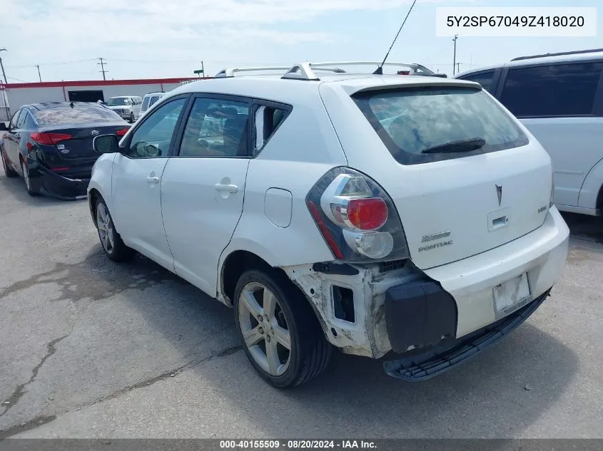 2009 Pontiac Vibe VIN: 5Y2SP67049Z418020 Lot: 40155509