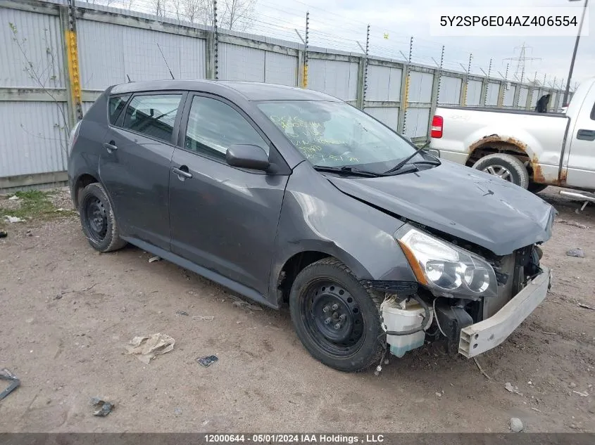 2010 Pontiac Vibe VIN: 5Y2SP6E04AZ406554 Lot: 12000644