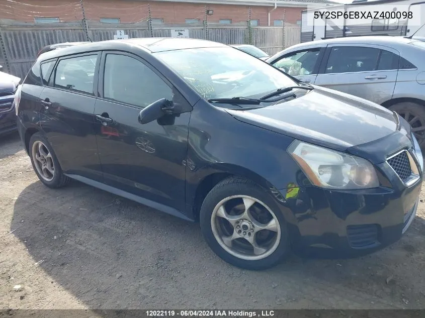 5Y2SP6E8XAZ400098 2010 Pontiac Vibe