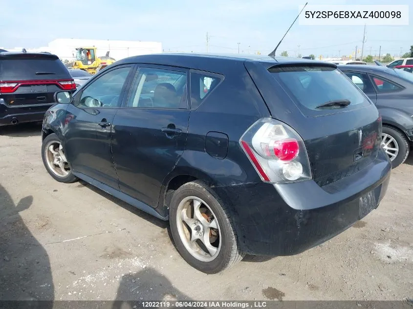 5Y2SP6E8XAZ400098 2010 Pontiac Vibe