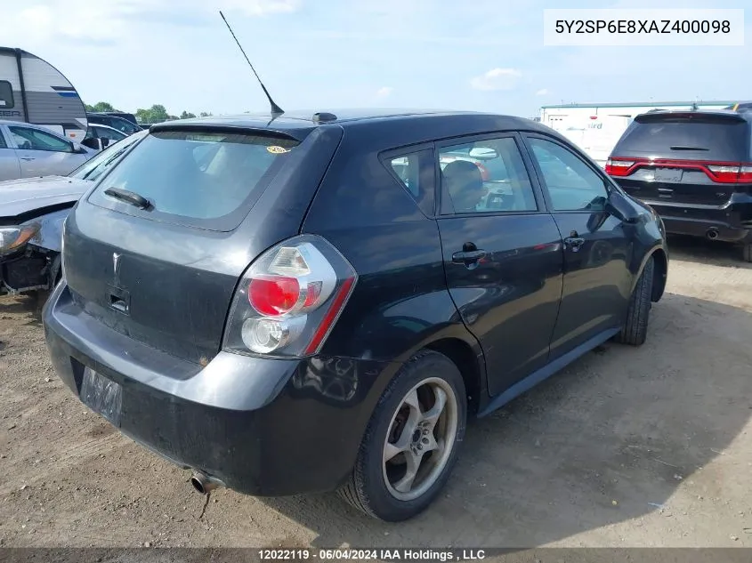 5Y2SP6E8XAZ400098 2010 Pontiac Vibe