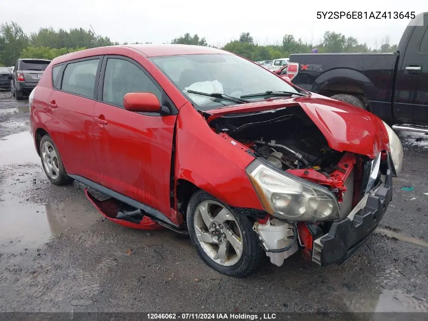 2010 Pontiac Vibe VIN: 5Y2SP6E81AZ413645 Lot: 12046062