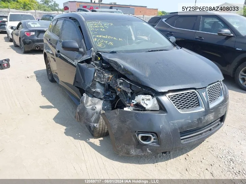 2010 Pontiac Vibe VIN: 5Y2SP6E08AZ408033 Lot: 12059717