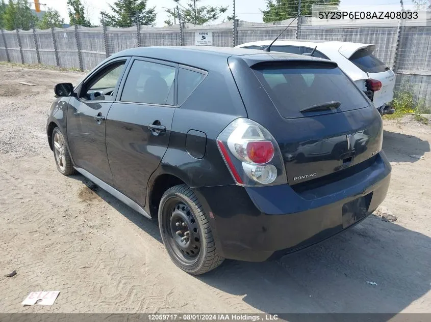 2010 Pontiac Vibe VIN: 5Y2SP6E08AZ408033 Lot: 12059717