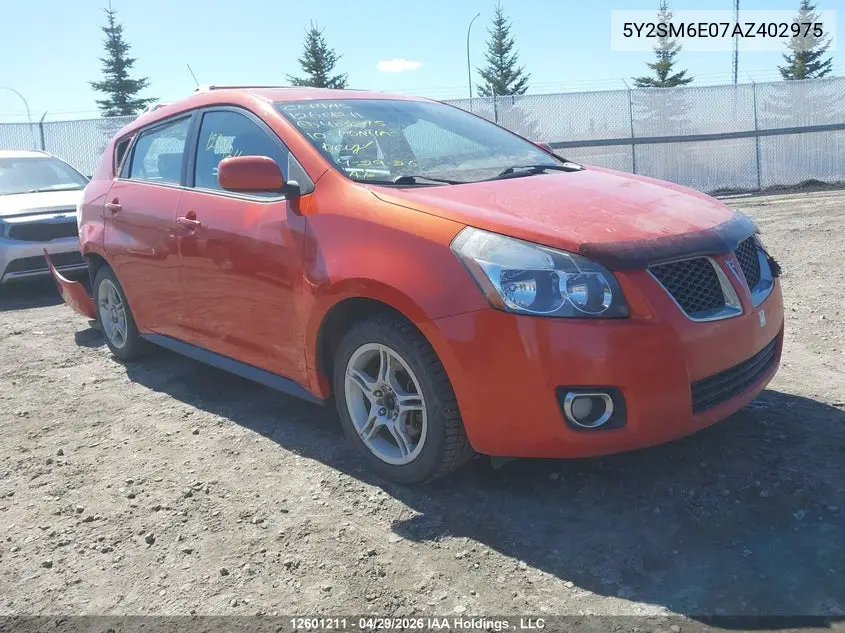 2010 Pontiac Vibe VIN: 5Y2SM6E07AZ402975 Lot: 12601211