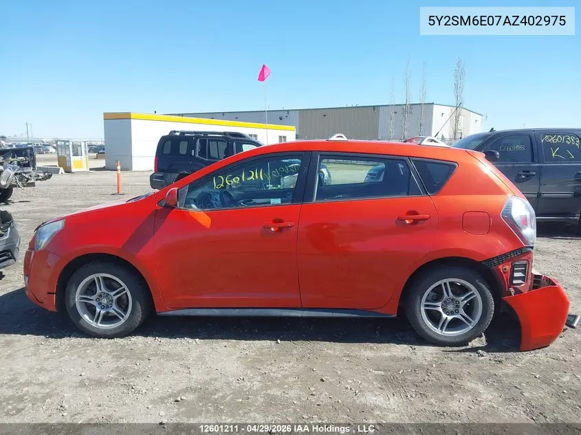 2010 Pontiac Vibe VIN: 5Y2SM6E07AZ402975 Lot: 12601211
