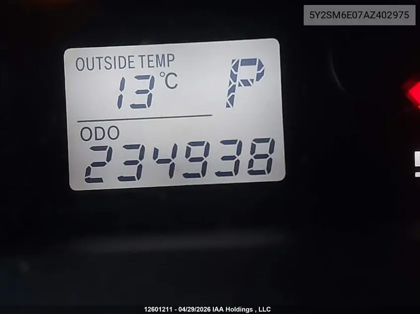 2010 Pontiac Vibe VIN: 5Y2SM6E07AZ402975 Lot: 12601211