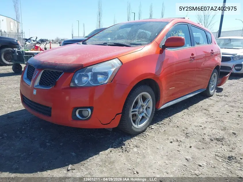 2010 Pontiac Vibe VIN: 5Y2SM6E07AZ402975 Lot: 12601211
