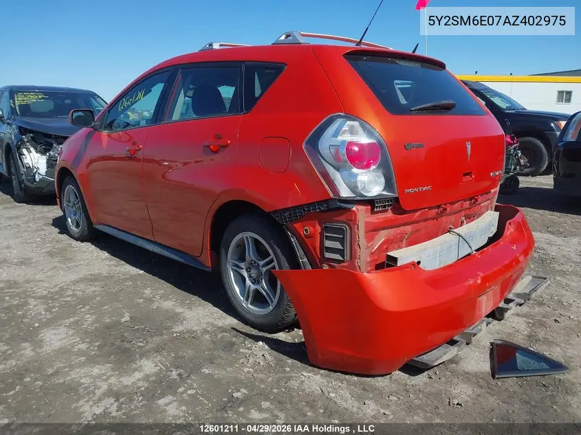 2010 Pontiac Vibe VIN: 5Y2SM6E07AZ402975 Lot: 12601211