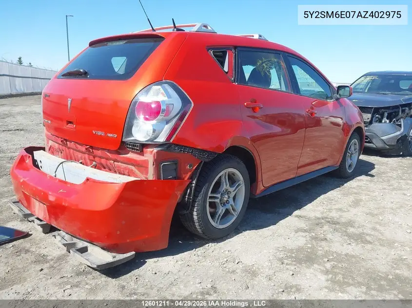 2010 Pontiac Vibe VIN: 5Y2SM6E07AZ402975 Lot: 12601211