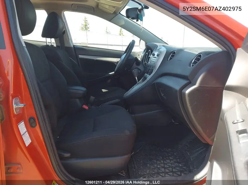 2010 Pontiac Vibe VIN: 5Y2SM6E07AZ402975 Lot: 12601211