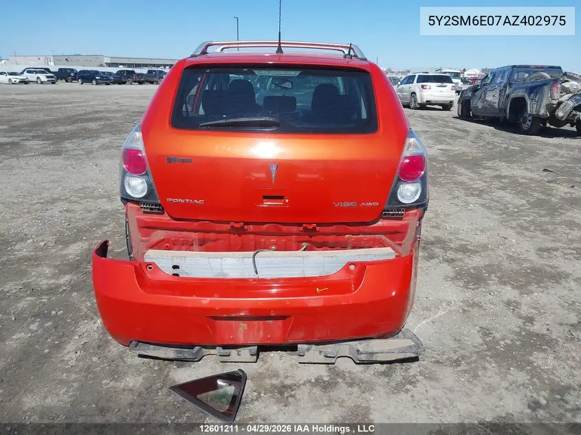 2010 Pontiac Vibe VIN: 5Y2SM6E07AZ402975 Lot: 12601211