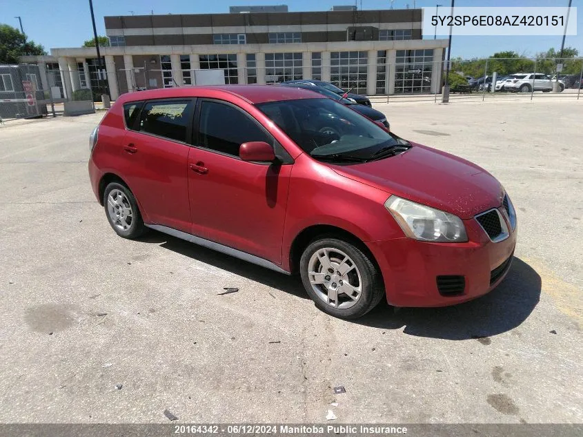 2010 Pontiac Vibe VIN: 5Y2SP6E08AZ420151 Lot: 20164342