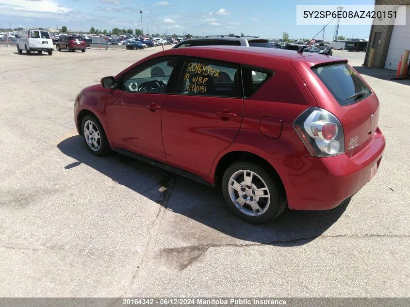 2010 Pontiac Vibe VIN: 5Y2SP6E08AZ420151 Lot: 20164342