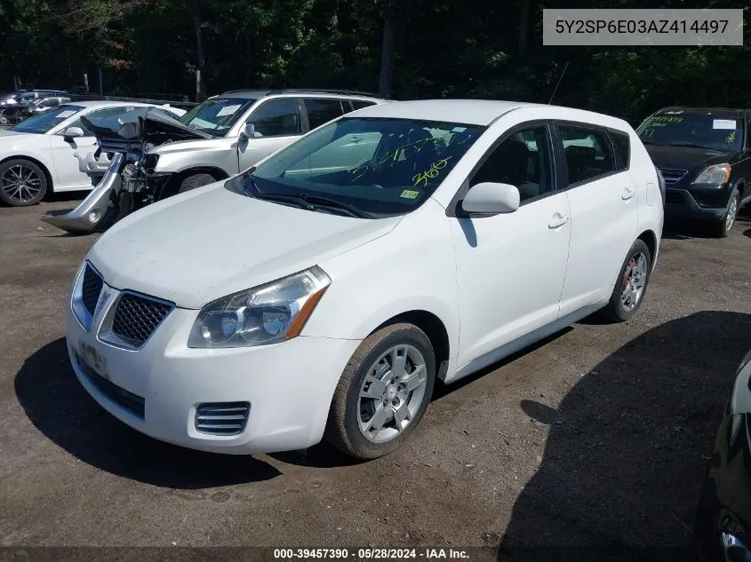 2010 Pontiac Vibe VIN: 5Y2SP6E03AZ414497 Lot: 39457390