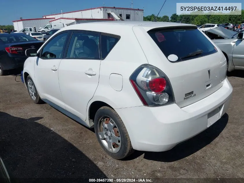 2010 Pontiac Vibe VIN: 5Y2SP6E03AZ414497 Lot: 39457390