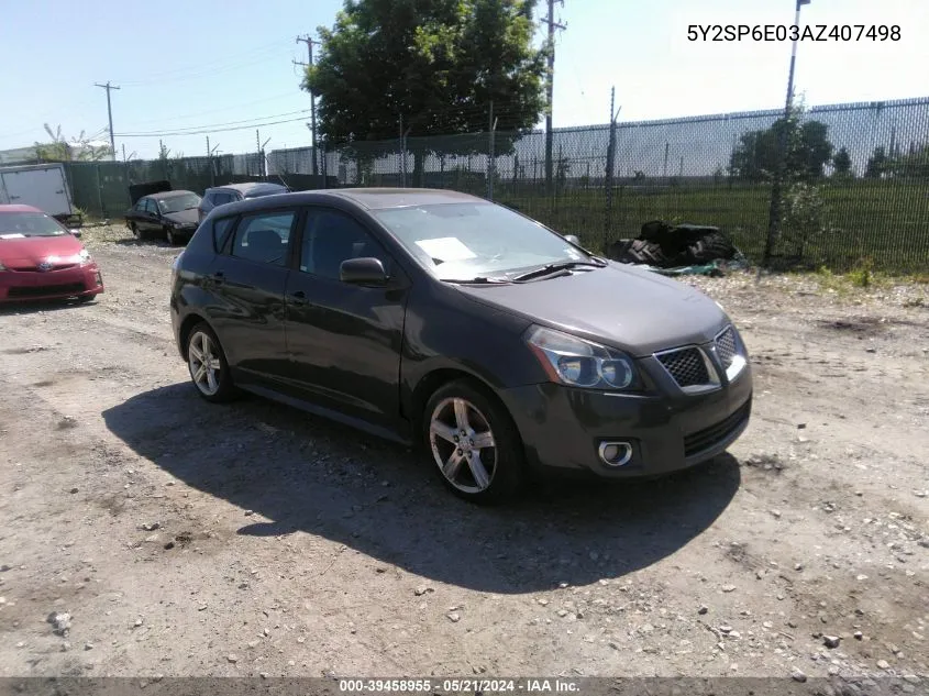 2010 Pontiac Vibe VIN: 5Y2SP6E03AZ407498 Lot: 39458955